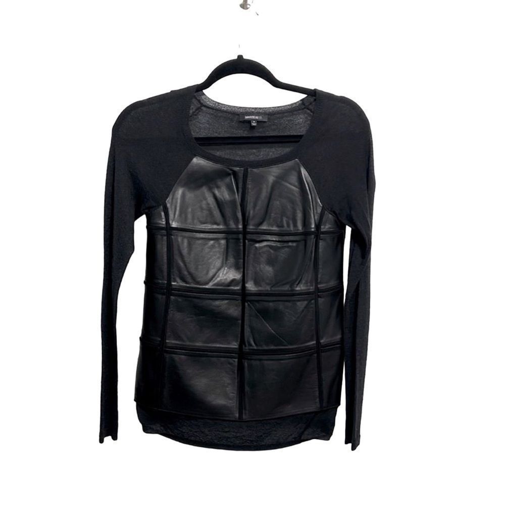 Lafayette 148 New York long sleeve with leather detailing size small